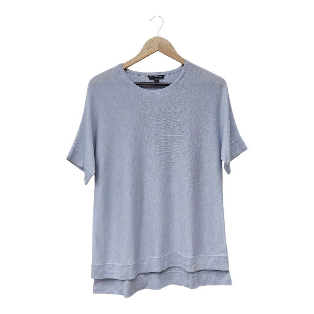 Eileen Fisher Tencel Silk Knit Tunic Sweater Top Size Small Light Lilac Classic